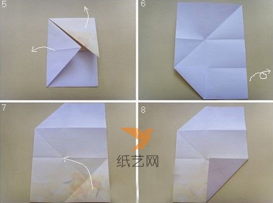 手工折紙羽毛信封制作教程的第二步